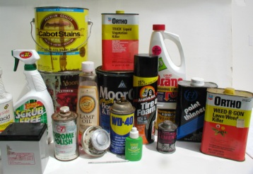 assortment of household products that are corrosive, toxic, ignitable or reactive