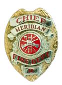 gold and red Fire Chief's badge