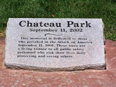 Memorial rock at Chateau Park