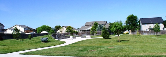 grass and rock wall at Fire Station #4 park