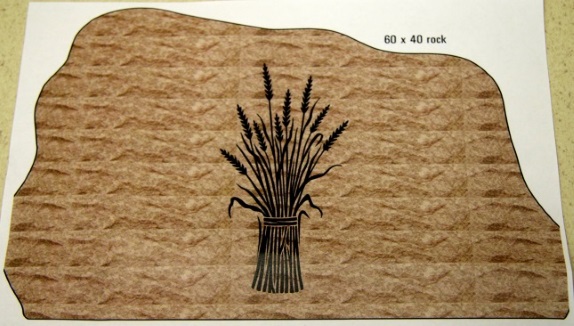 illustration of a rock decorated with wheat at Hillsdale Park