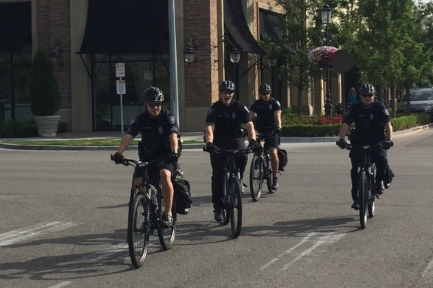 Officers patrolling on bikes