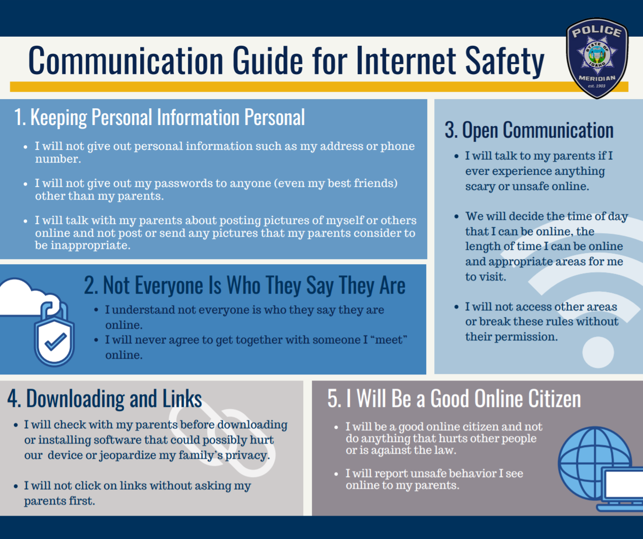 second page of Internet Safety Tips pamphlet