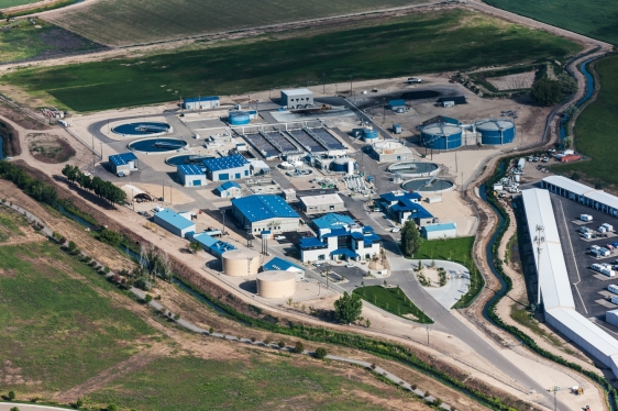 Aerial view of wastewater plant