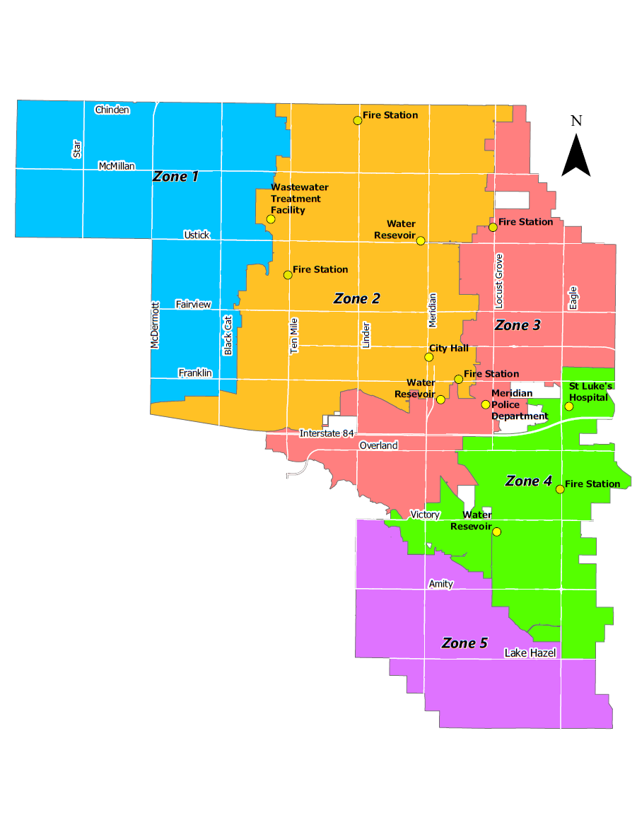 color coded map of water zones